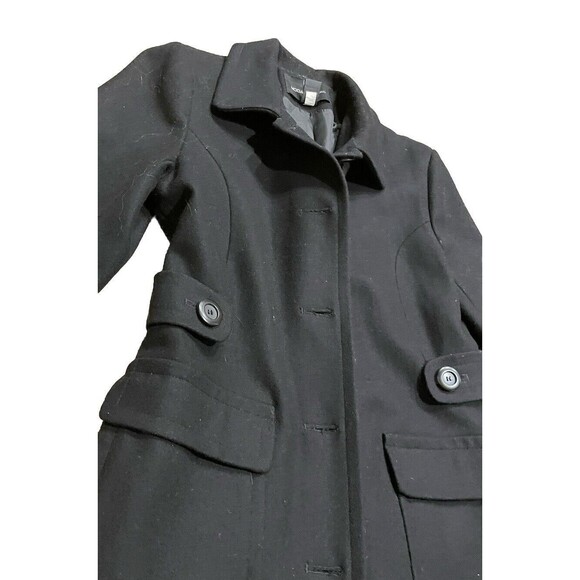 Women’s Black Wool Long Single Breast Pea Coat Moda International Black Sz. 14 - Picture 2 of 7